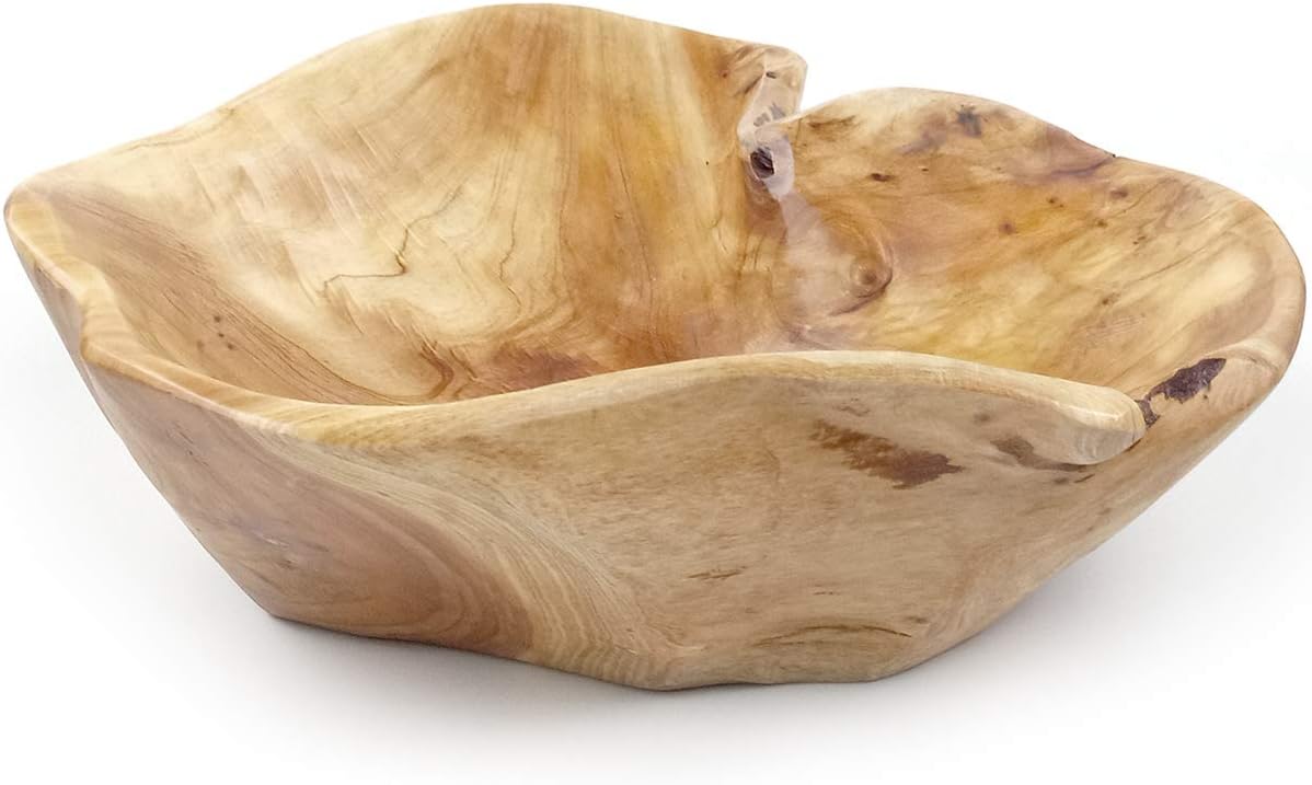 Tazón de madera para servir ensalada de frutas tallada a mano cuencos de raíz creativa sala de estar cuenco de madera real para dulces de 7 a 9