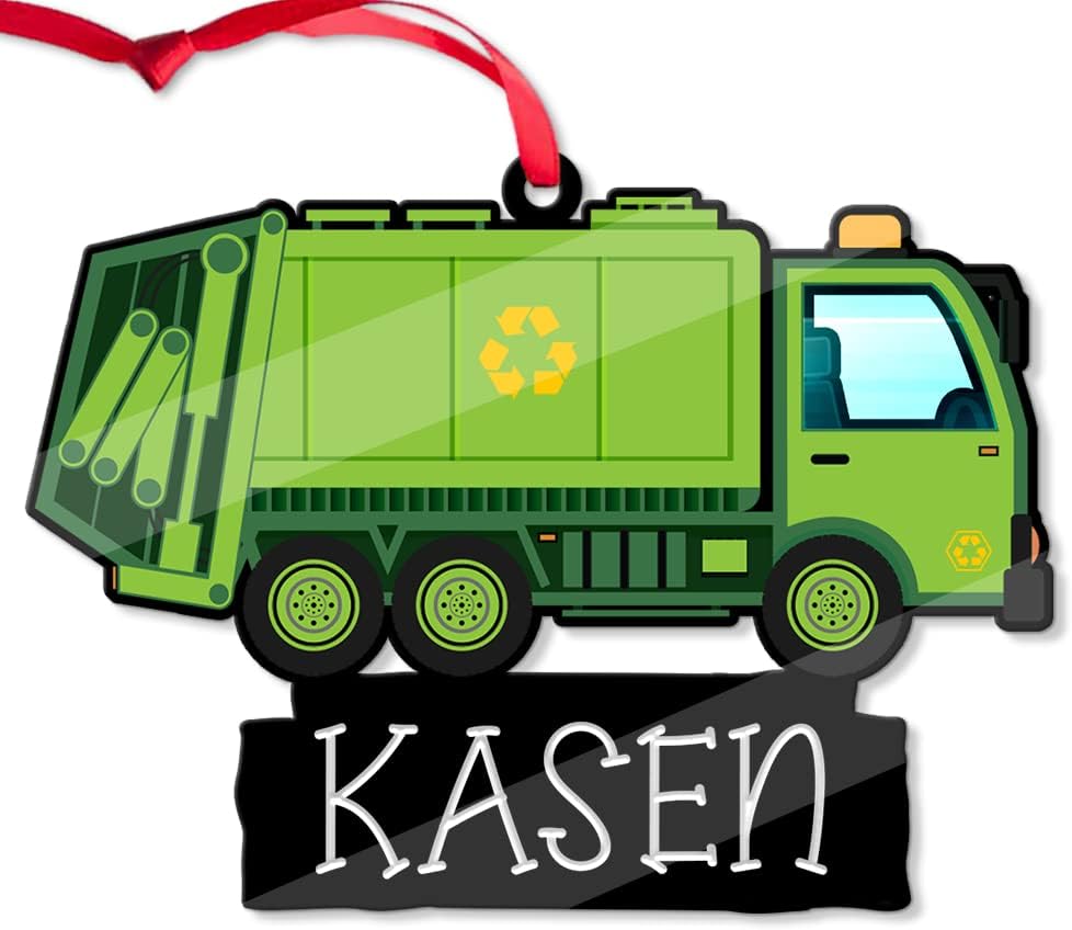 Adorno de Navidad personalizado para camión de basura, adorno de camión de basura, adorno de basurero, regalo de recolector de basura, adorno de