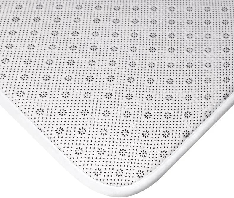 Tapete de baño de espuma viscoelástica floral, tapete de felpa para decoración de baño, multicolor, flores blancas y negras, bonito tapete de baño