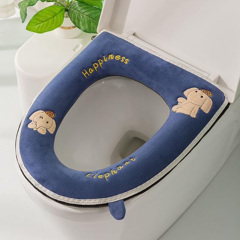 Funda de asiento de inodoro suave para baño, 2 piezas, con asa, suave, más gruesa, lavable, se adapta a todos los asientos de inodoro ovalados,