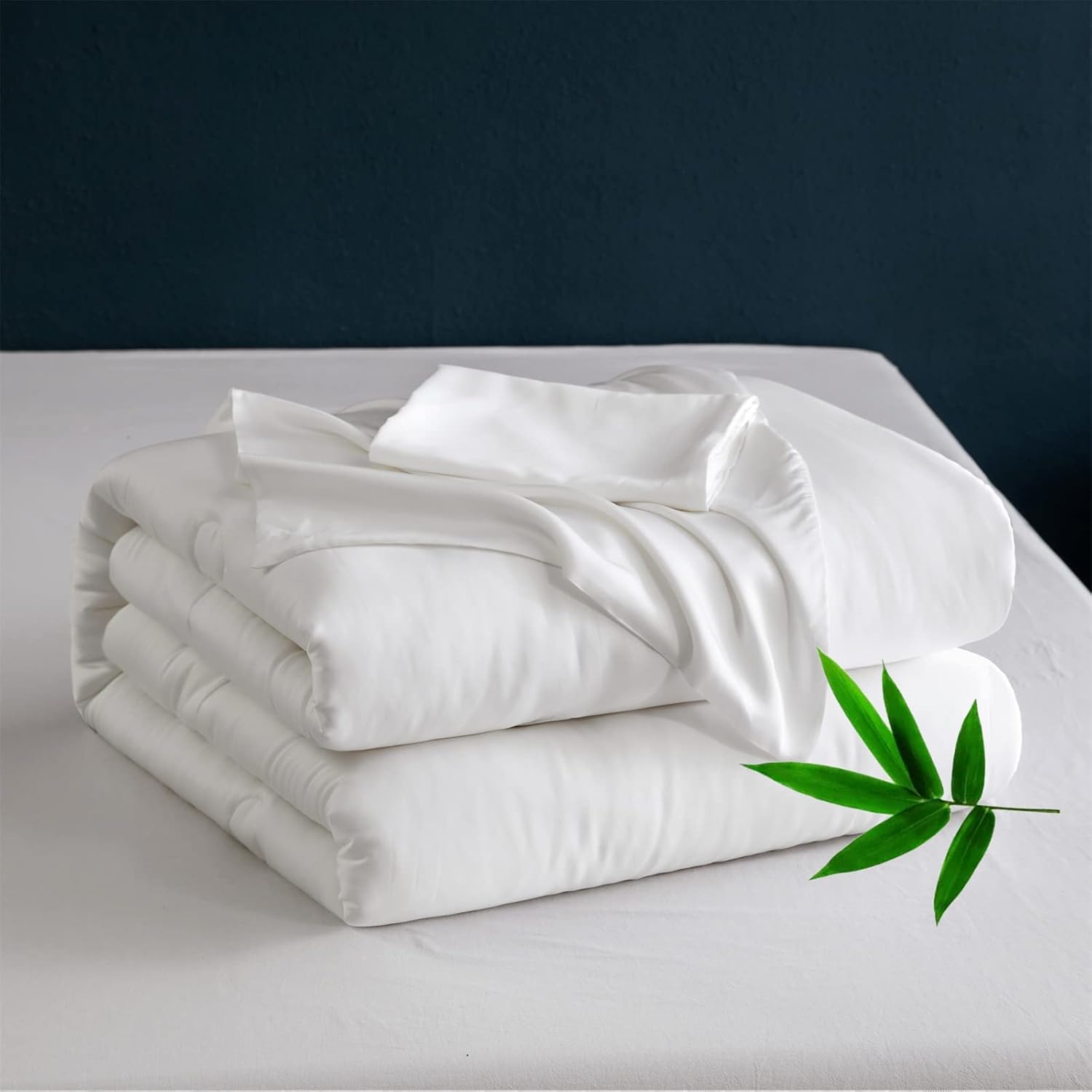 Juego de edredón de tamaño King blanco, viscosa de bambú, suave, refrescante, sedoso y transpirable, edredón alternativo duradero de 300 hilos,