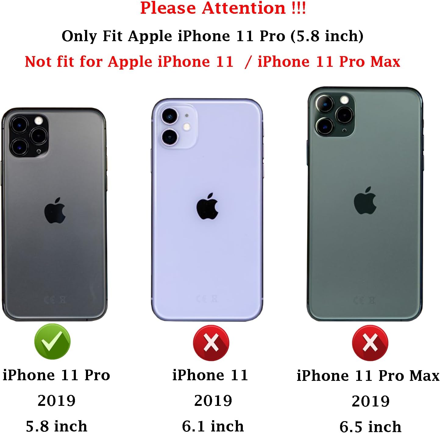 Funda para iPhone 11 Pro con cubierta para lente de cámara, protector de pantalla HD, doble capa de protección contra caídas de grado militar,