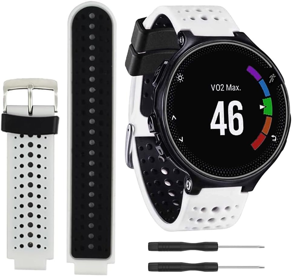 Threeeggs Correas de 0.866 in para Garmin Forerunner 235, correa deportiva de silicona para reloj inteligente Forerunner 220230  235620  630  735XT