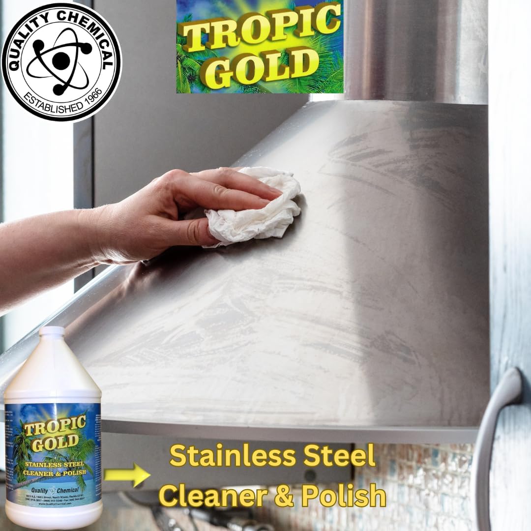 Quality Chemical Tropic Gold – Limpiador y pulidor de acero inoxidable, limpiador mágico y pulido para acero inoxidable, limpiador perfecto de acero