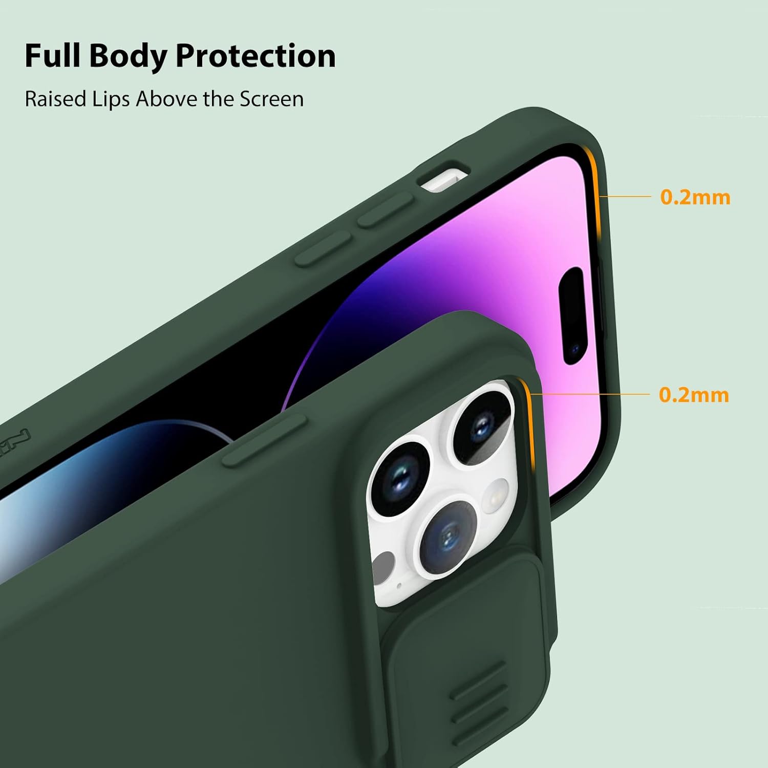 Nillkin Funda magnética para iPhone 14 Pro, compatible con Magesafe, funda de cámara deslizante, de silicona, ultra delgada, a prueba de golpes,