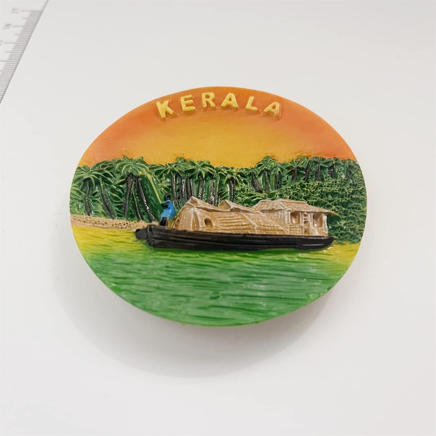Kerala India – Imán de recuerdo para refrigerador 3D, resina hecha a mano Kerala para refrigerador, colección de decoración para el hogar y la cocina