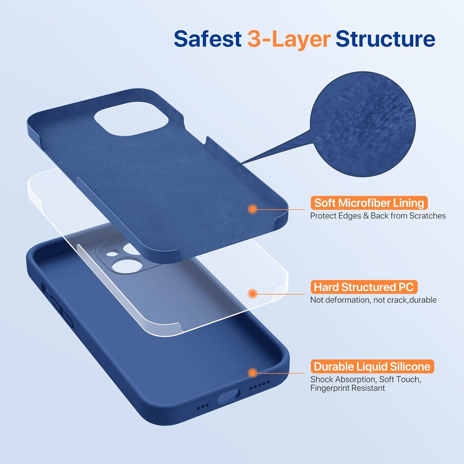 Miracase – Funda diseñada para iPhone 14, de silicona líquida a prueba de golpes, con protector de pantalla y forro de microfibra, protege mejor la
