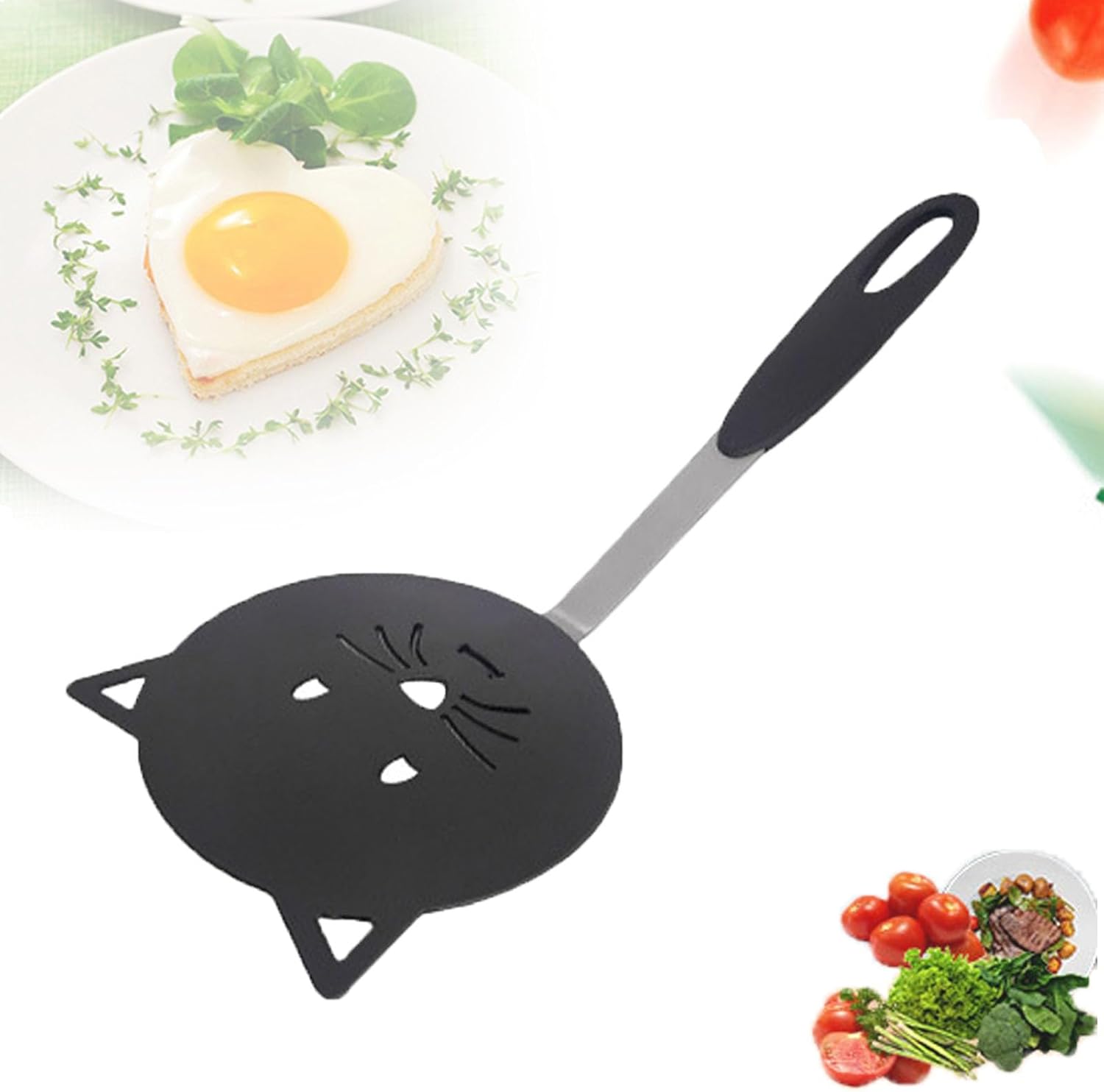 Espátulas para utensilios de cocina antiadherentes, espátula de wok de nailon con forma de gato resistente al calor para utensilios de cocina
