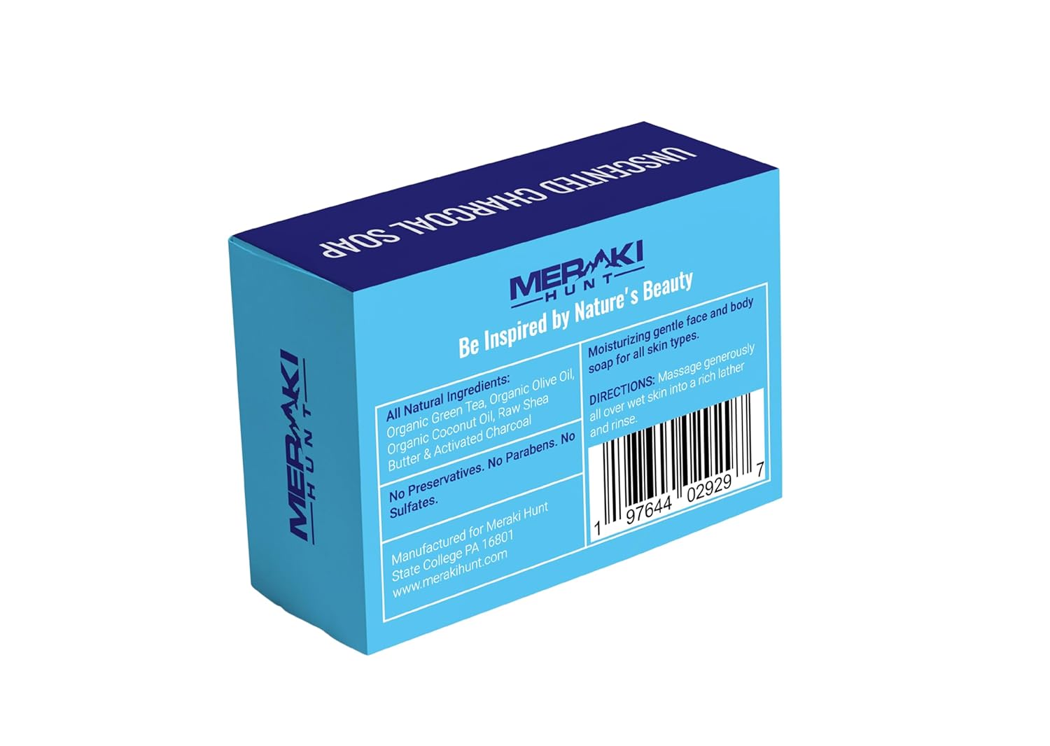 Cross Peak Products Meraki Hunt – Jabón en barra sin perfume con carbón activado para eliminar olores corporales naturales, sin fragancia, jabón