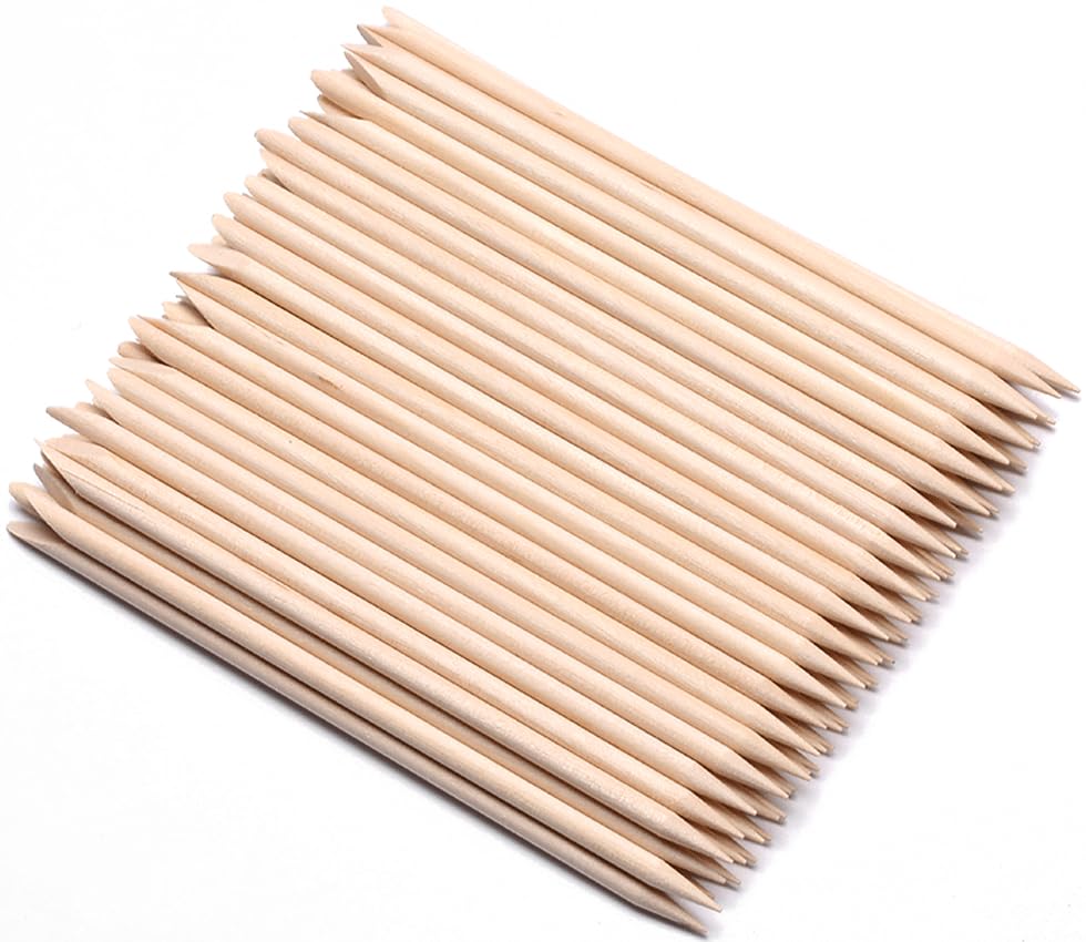 Borogo – 120 unidades de palitos naranjas para uñas, palitos de madera naranja de doble cara, multifuncional, removedor de cutículas, herramienta de