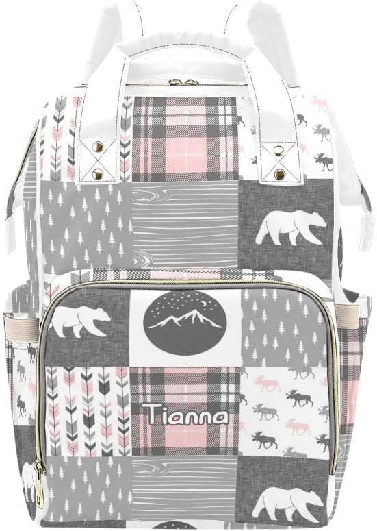 Antler Little Man Woodland – Bolsas de pañales a cuadros con nombre para mamá, mochila de lactancia, bolsas de bebé, regalos para mujeres, Multi 2,