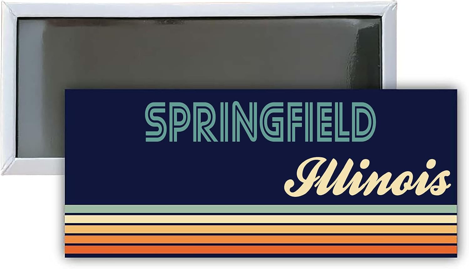 Springfield Illinois Souvenir – Imán rectangular para nevera, 4.75 x 2 pulgadas, diseño retro