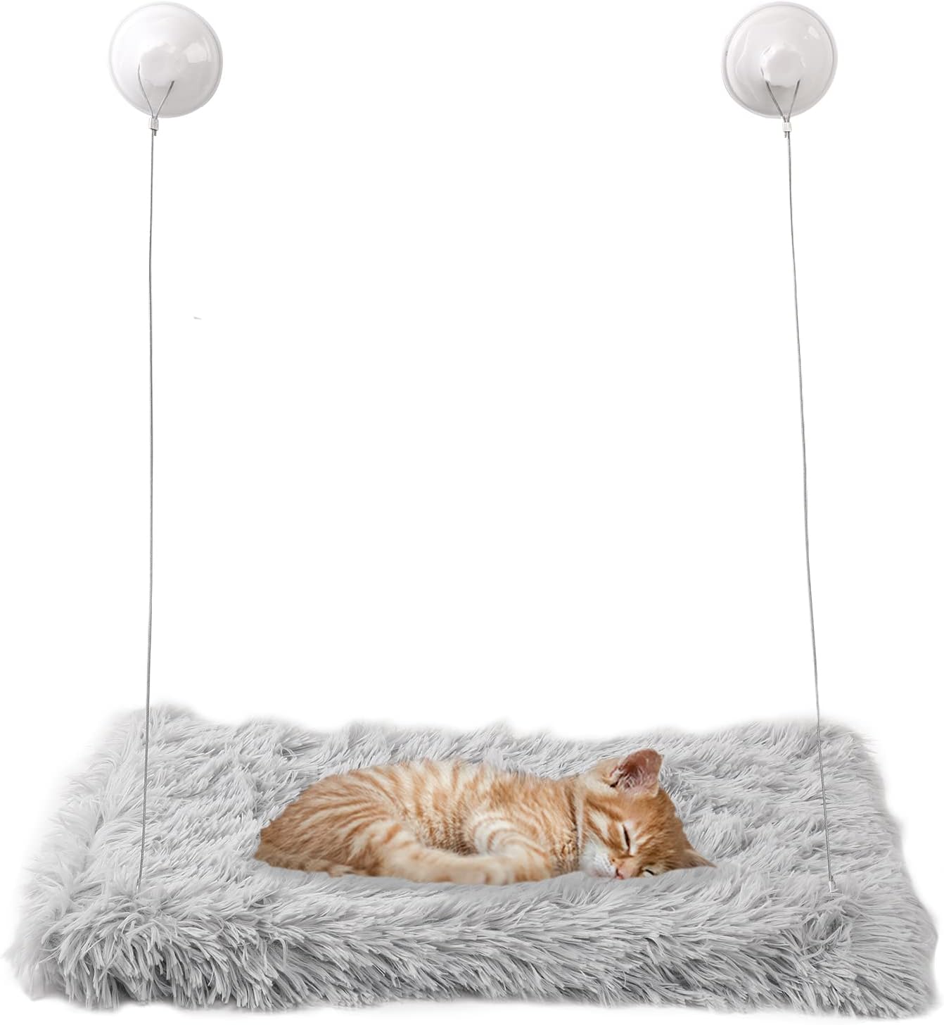 Percha para ventana de gato, hamaca de seguridad con ventosas fuertes, asiento de descanso para mascotas con manta esponjosa, proporciona un baño de
