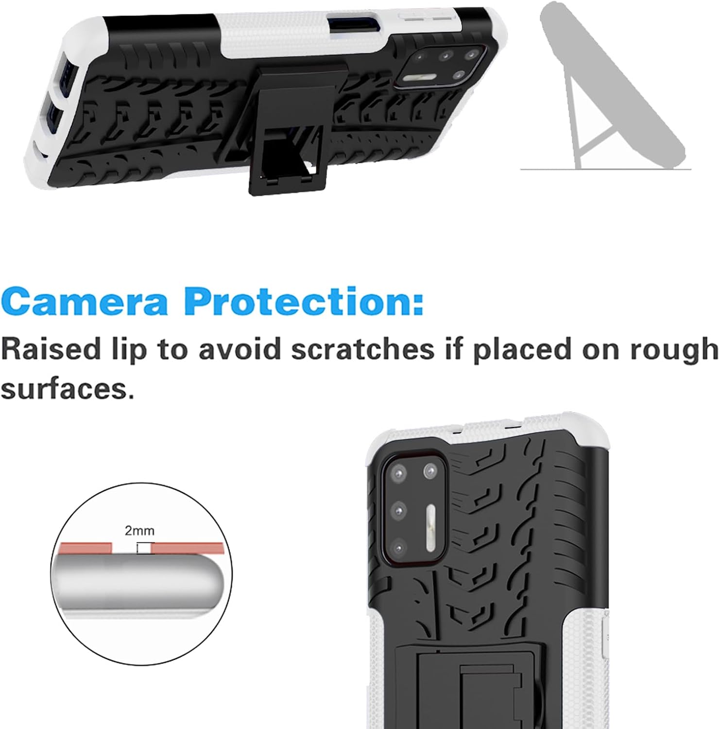Asuwish Funda protectora híbrida para Moto G9 Plus con protector de pantalla de vidrio templado, funda protectora híbrida resistente para