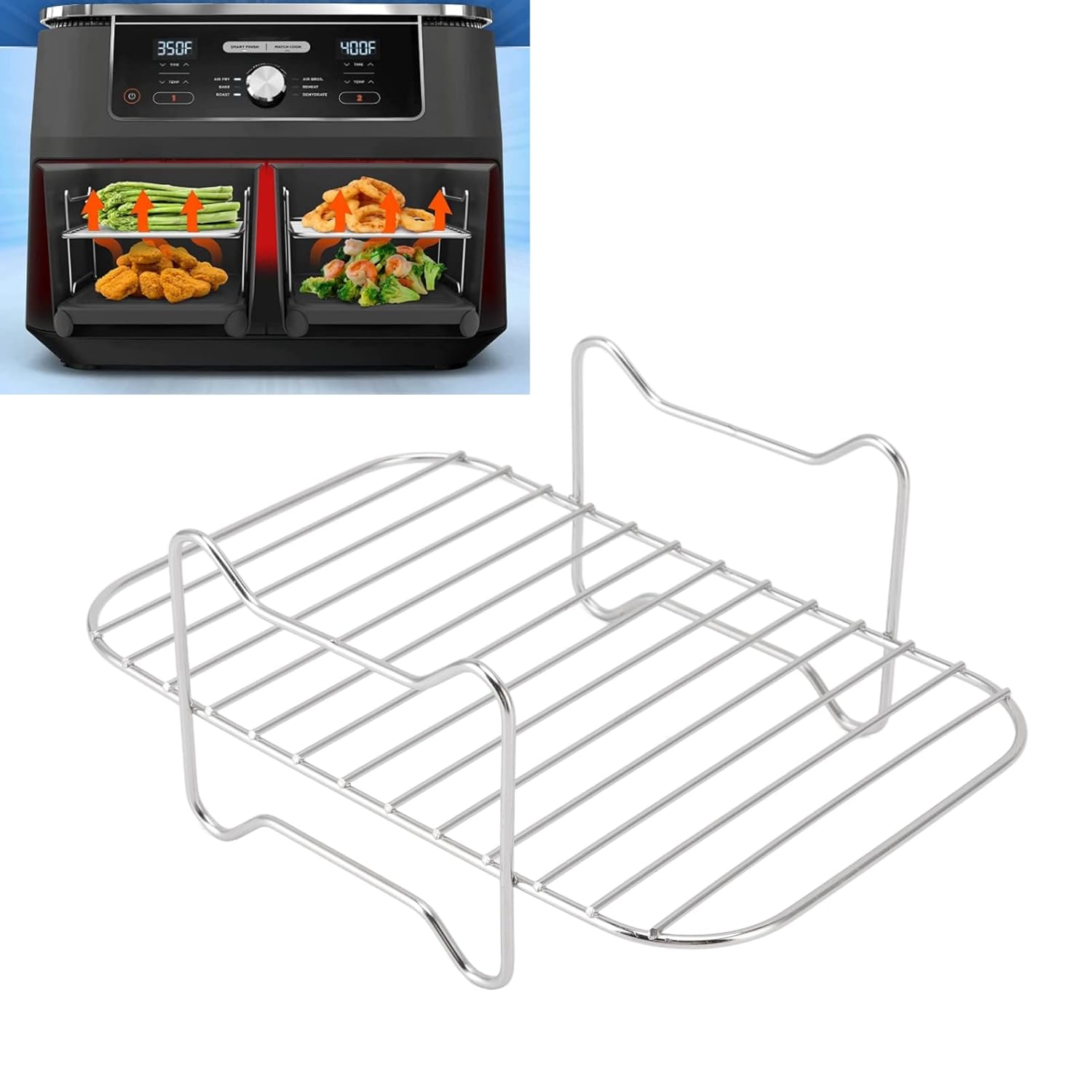 Freidora de acero inoxidable, multiusos para cocinar, para hornear, accesorios para freidora Ninja Foodi DZ201 401