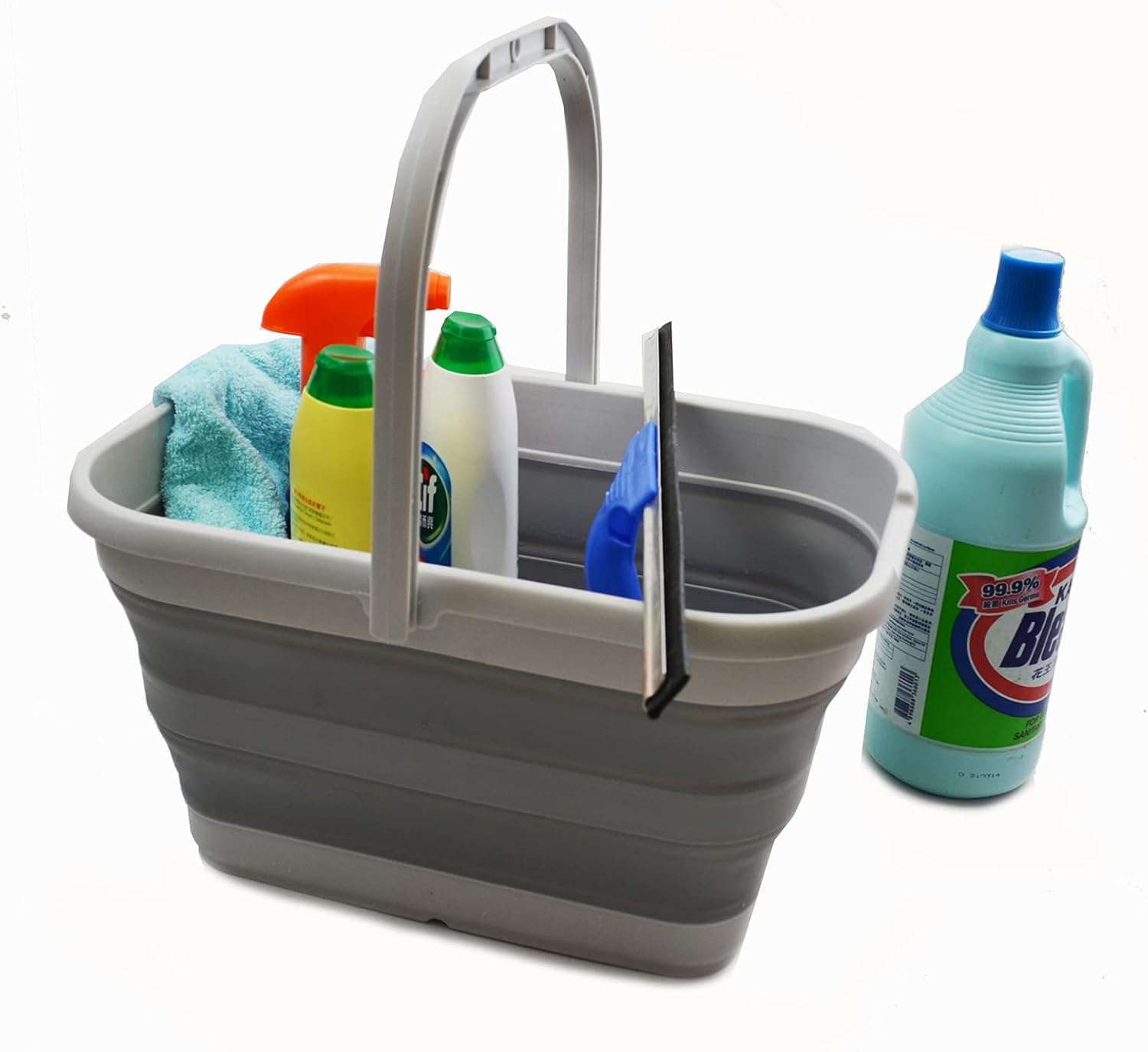 SAMMART Cubo de agua plegable rectangular de 12 litros (3.1 galones) para campamento, pesca (gris (juego de 2))