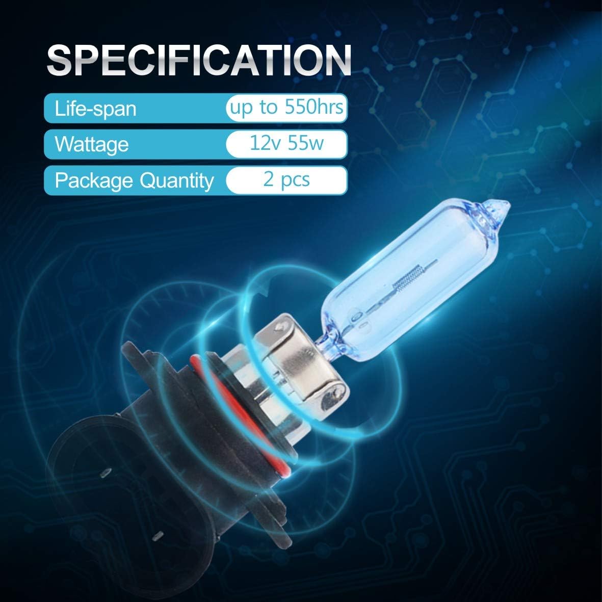 Sinoparcel H7 Faro halógeno de haz alto o bajo, bombilla antiniebla, 150% más brillo de repuesto para bombilla estándar de 55 W, paquete de 2