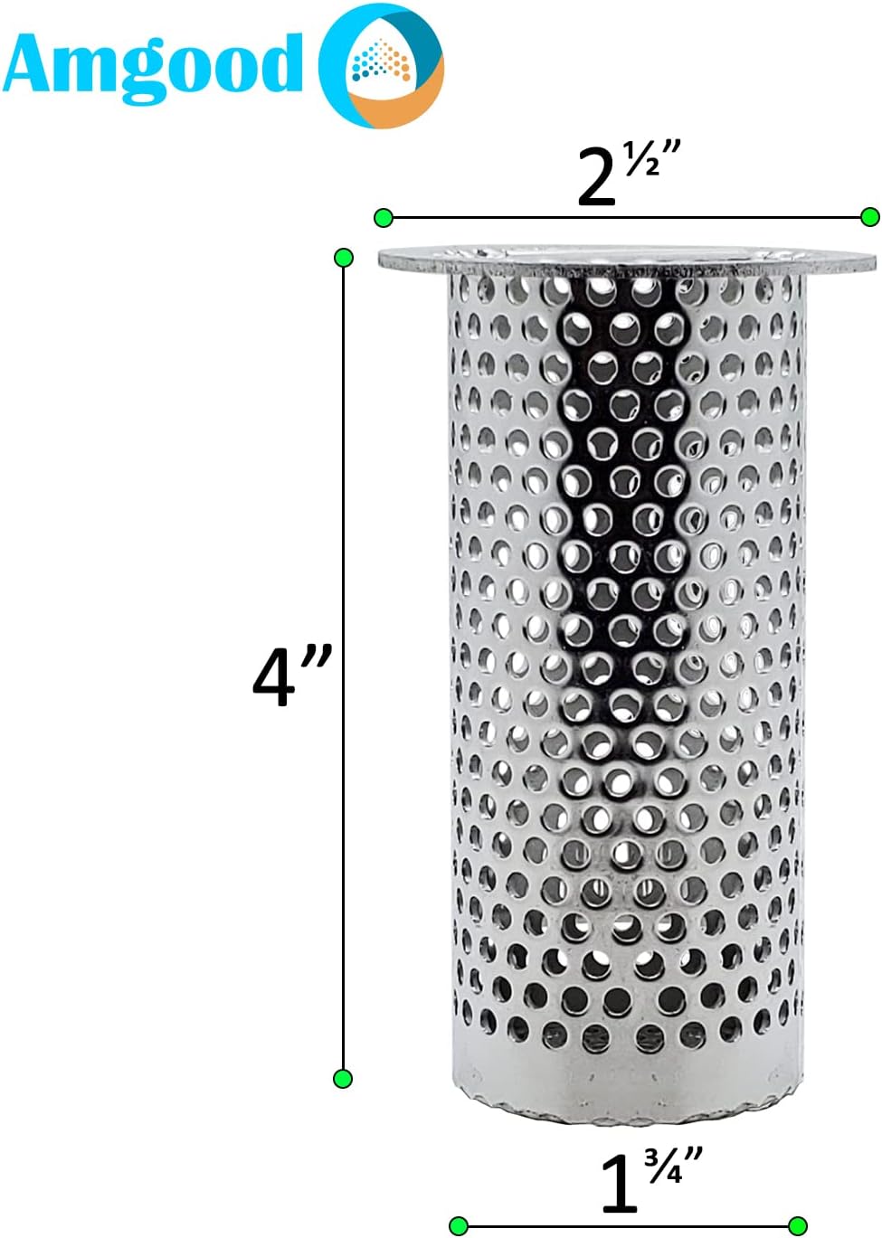Colador de drenaje comercial (1, 2 pulgadas de diámetro x 4 pulgadas de alto cilindro)