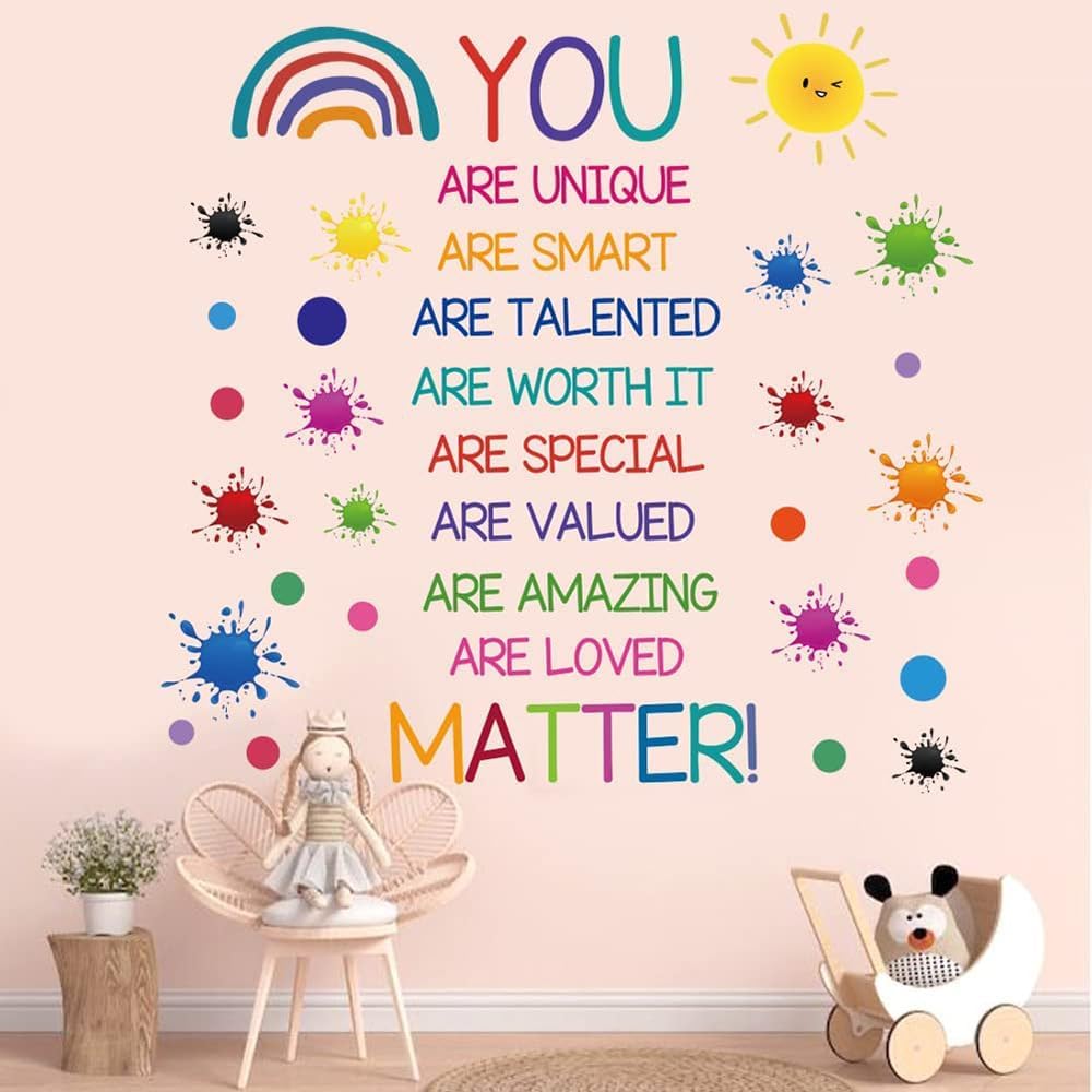 Mirabuy Calcomanías de pared coloridas con citas inspiradoras, calcomanías de pared con palabras positivas para guardería, sala de juegos,