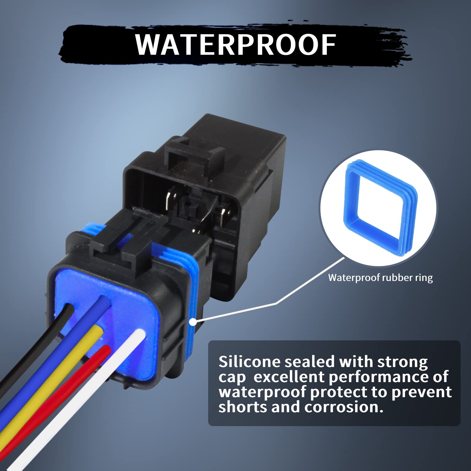 Paquete de 5 conectores de arnés de relé automotriz de 5 pines, 4030 amperios, 12 V CC, resistente al agua, SPDT de 12 AWG SPDT, cables de cobre