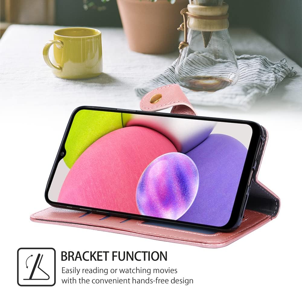 shengyue Para Samsung Galaxy A03S Clamshell Wallet Funda para teléfono móvil, Galaxy A03S caso, tarjeta cartera (oro rosa)
