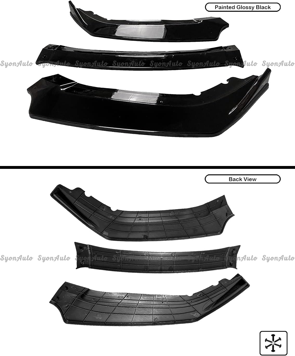 Se adapta a Honda Civic Hatchback 2016-2021 y Si JDM GLOSS BLACK PARACHOQUES DELANTEROS
