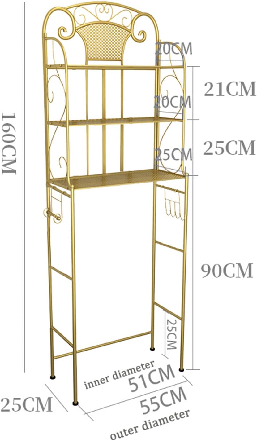 Estante de almacenamiento de inodoro de 3 niveles, estante de baño de metal dorado de hierro, soporte de esquina de baño, accesorios organizadores,