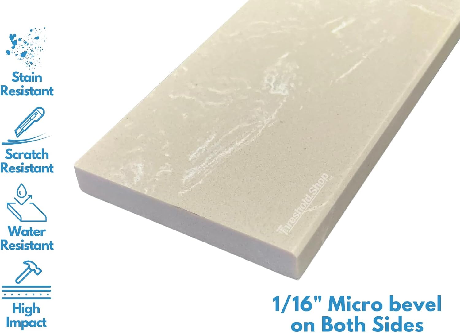 Threshold.Shop Borde de ducha de 60 pulgadas  Umbral de mármol de ingeniería beige para sistemas de bandeja de ducha Schluter Kerdi y azulejos Redi