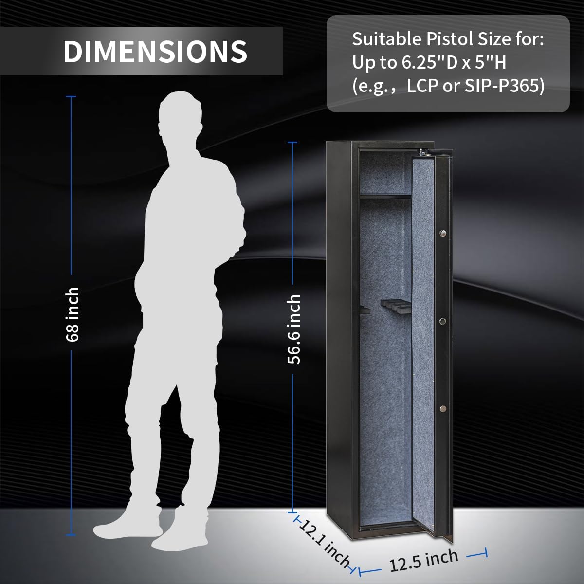 xhlokk Rifle Gun Safes for Home, Quick Access 5-6 Gun Storage Cabinet for Rifles Shotguns and Pistols, Heavy Duty Anti-Theft Gun Safes Cabinets,