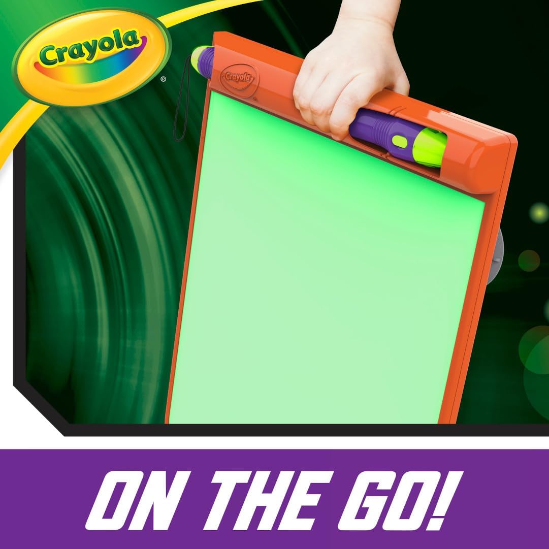 Crayola Travel Glow Art Studio, juguetes que brillan en la oscuridad, regalos para niños y niñas de 6, 7, 8, 9 años