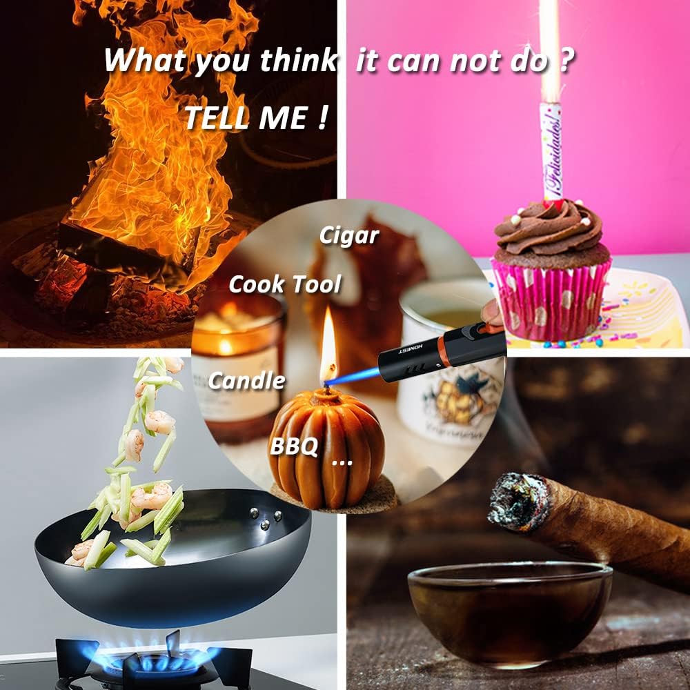 PROMISE Encendedores de butano, recargables, llama de un solo chorro para velas, parrilla, barbacoa, camping, encendedor sin gas (blanco nuevo)