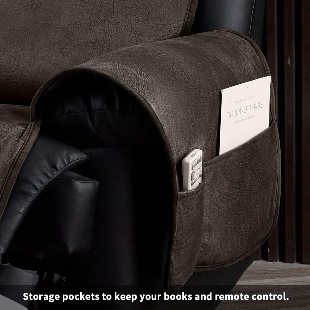 STONECREST – Funda para silla reclinable, funda de piel sintética resistente al agua, se mantiene en su lugar (chocolate, cojín en T de 28 pulgadas