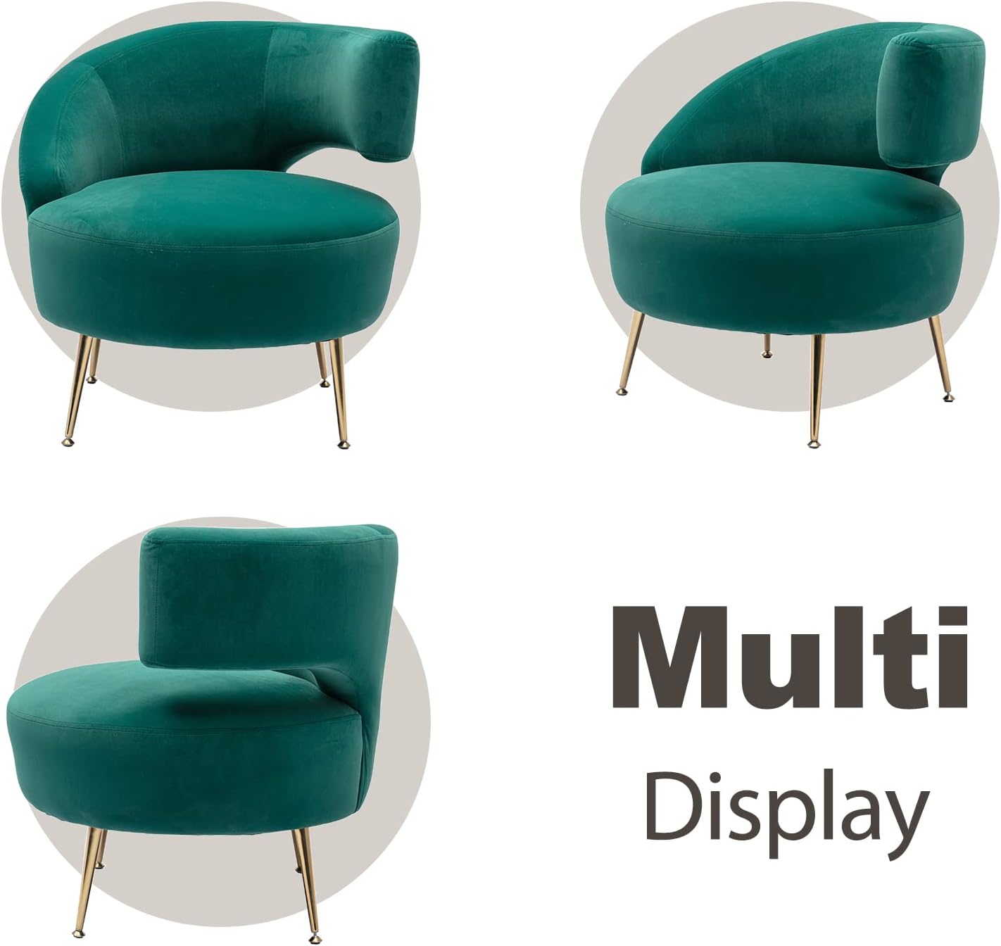 Tabaray Silla decorativa verde, silla decorativa de terciopelo con pies dorados para dormitorio, silla moderna para sala de estar, dormitorio, bar,