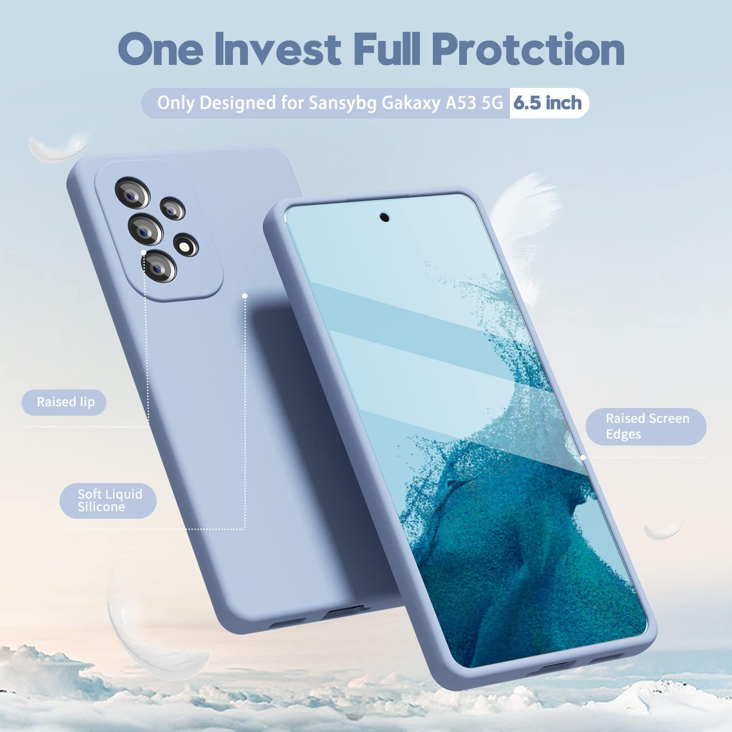 Oaxkco – Funda de silicona para Samsung Galaxy A53 5G con protector de pantalla, para mujeres y niñas, bonita funda protectora para teléfono, ajuste