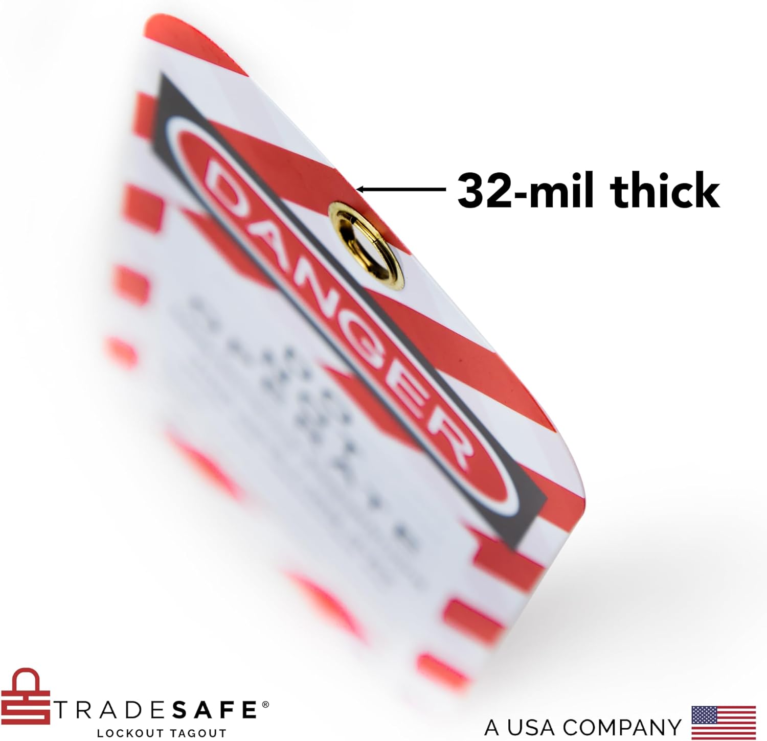 TRADESAFE Etiquetas de bloqueo – 10 etiquetas de peligro de no operar con 10 bridas, vinilo de alta calidad de 32 mil, etiquetas de loto compatibles