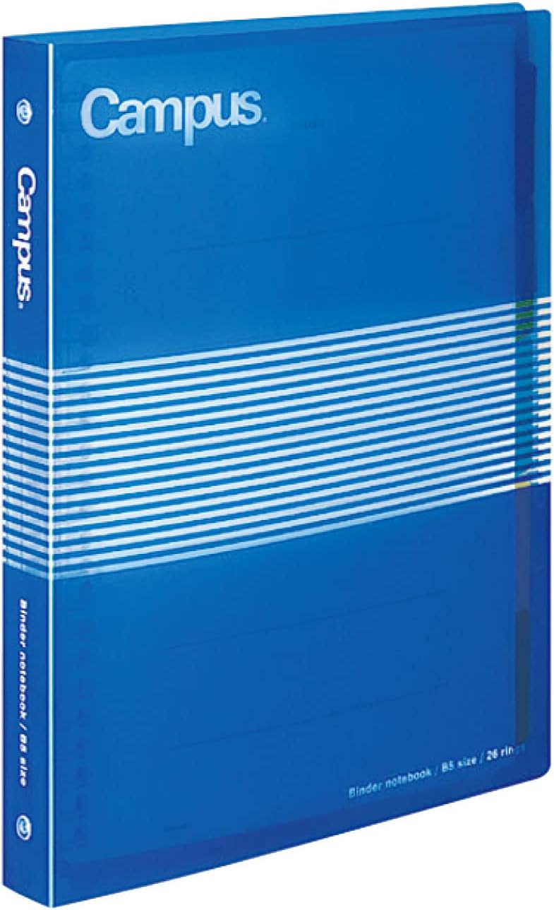 Kokuyo Carpeta de diapositivas campus con rayas transparentes, tipo medio, B5, 26 agujeros, hasta 100 hojas, azul, importación de Japón (RU-P334NB)