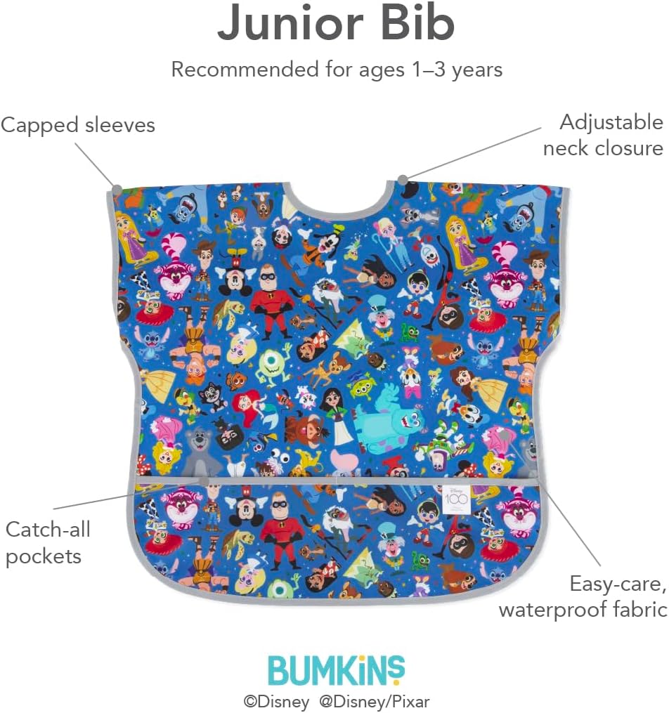 Bumkins Baberos para bebés y niños pequeños, baberos para niñas y niños, grandes para 1-3 años, babero impermeable de manga corta para niños