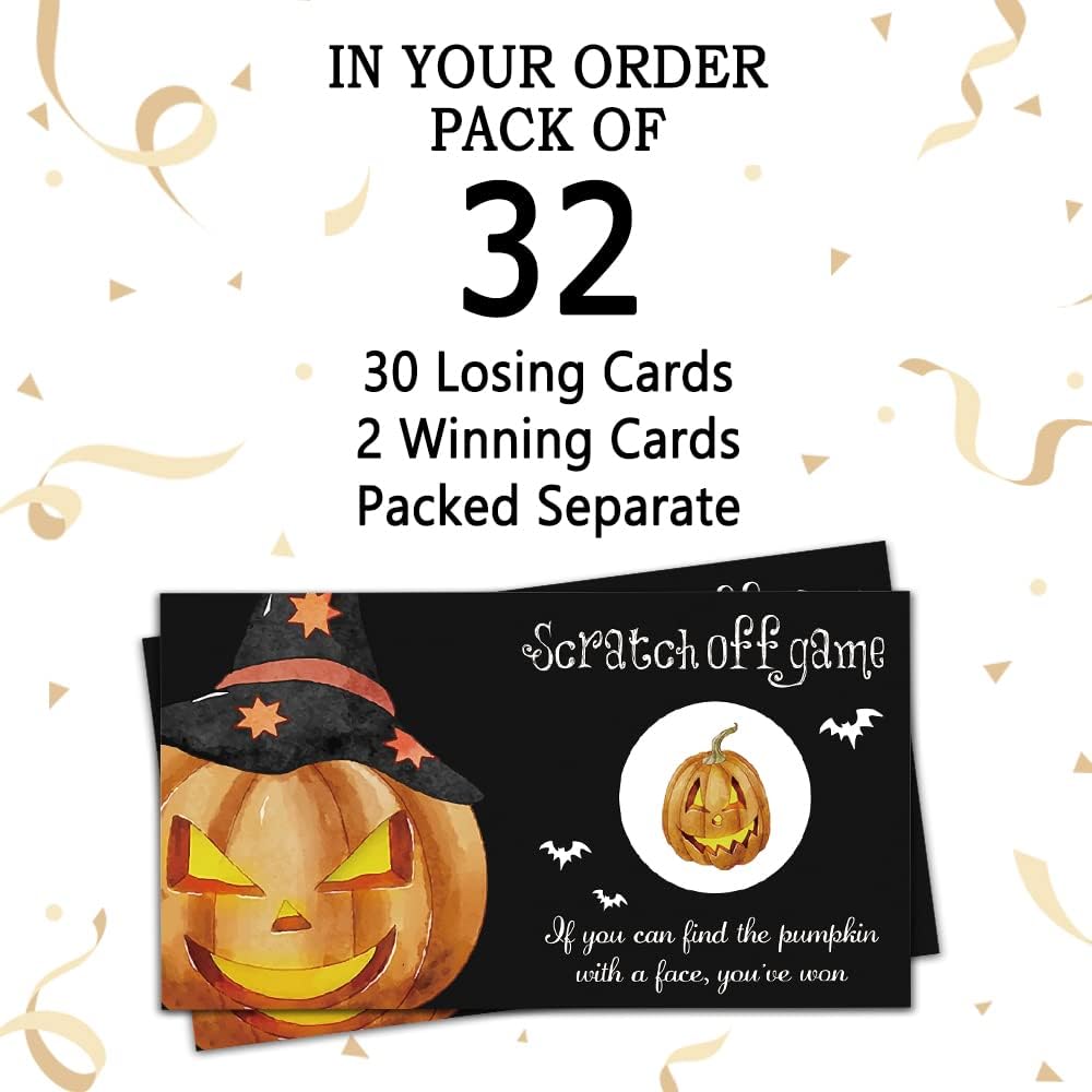 REWIDPARTY Juego de cartas para raspar para fiesta de calabaza (32 piezas) Actividad divertida de Halloween para grupos, niños y adultos, juegos de