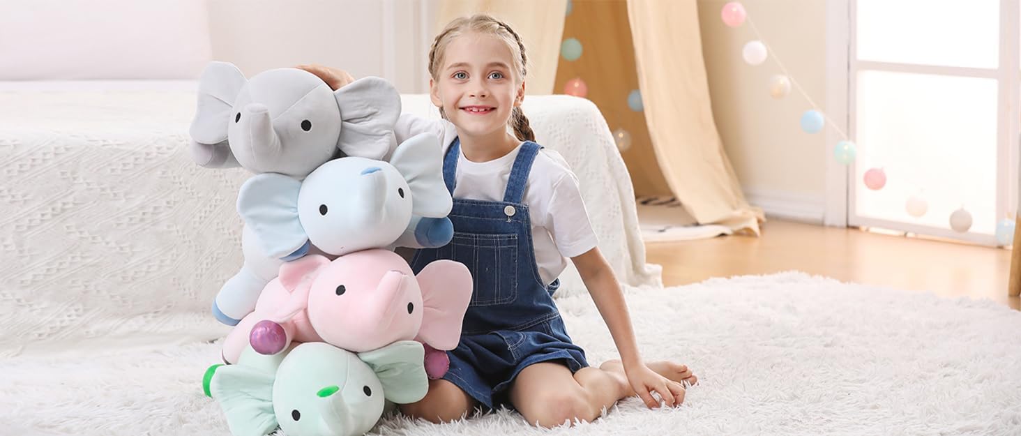 Animales de peluche con peso de elefante verde de 24 pulgadas, 4.2 libras, bonito juguete de felpa con peso, cómodo regalo para niños y adultos (24