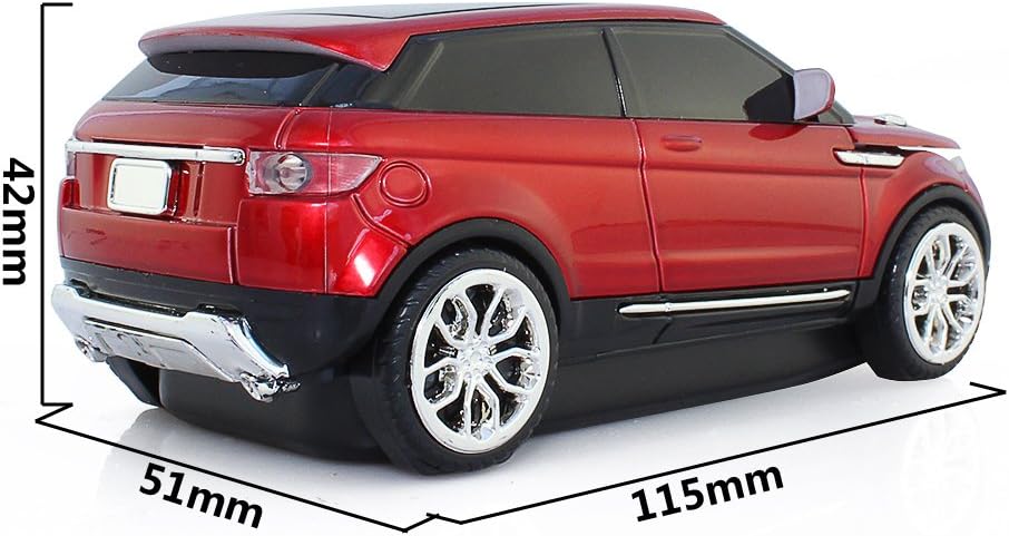 ECOiNVA Ratón inalámbrico para coche deportivo Ratón de computadora portátil de escritorio Ratones ópticos 2.4G (rojo)