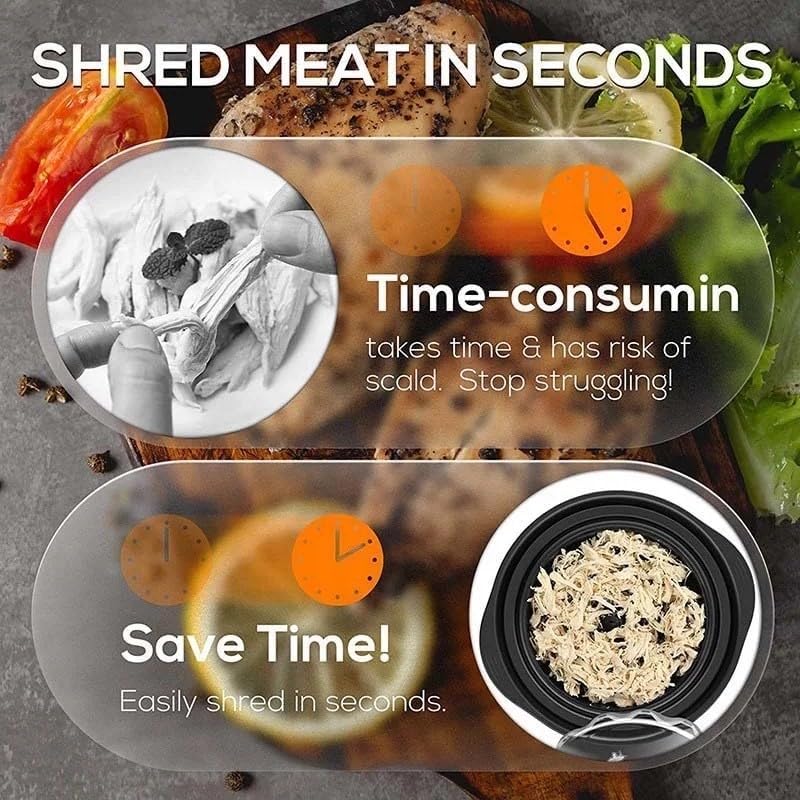 Trituradora de pollo, herramienta trituradora de carne con raspador de silicona, mango ergonómico, apto para lavavajillas. Adecuado para carne de