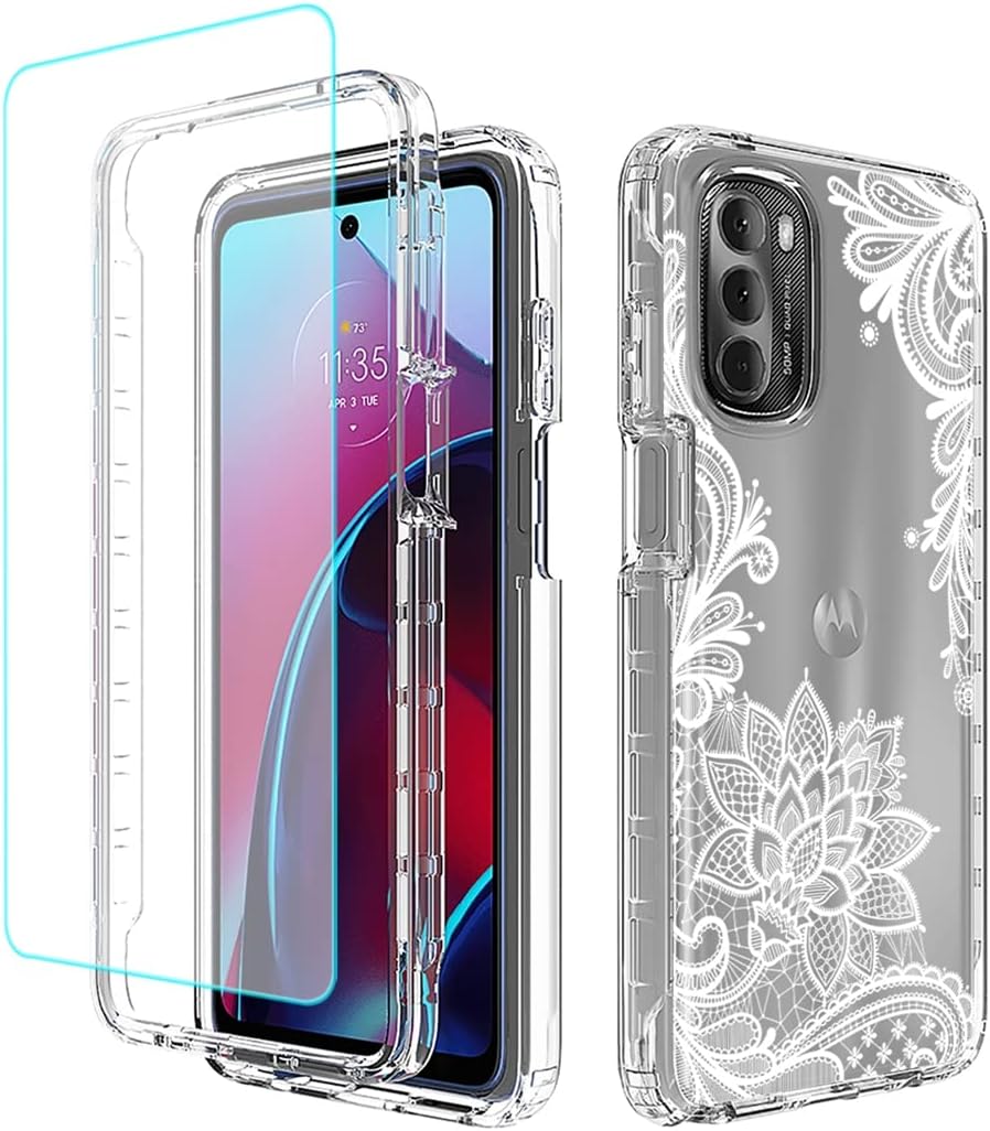 Tothedu XT2211 – Funda para Moto G Stylus 2022 4G, funda con protector de pantalla de vidrio templado, funda protectora de cuerpo completo con