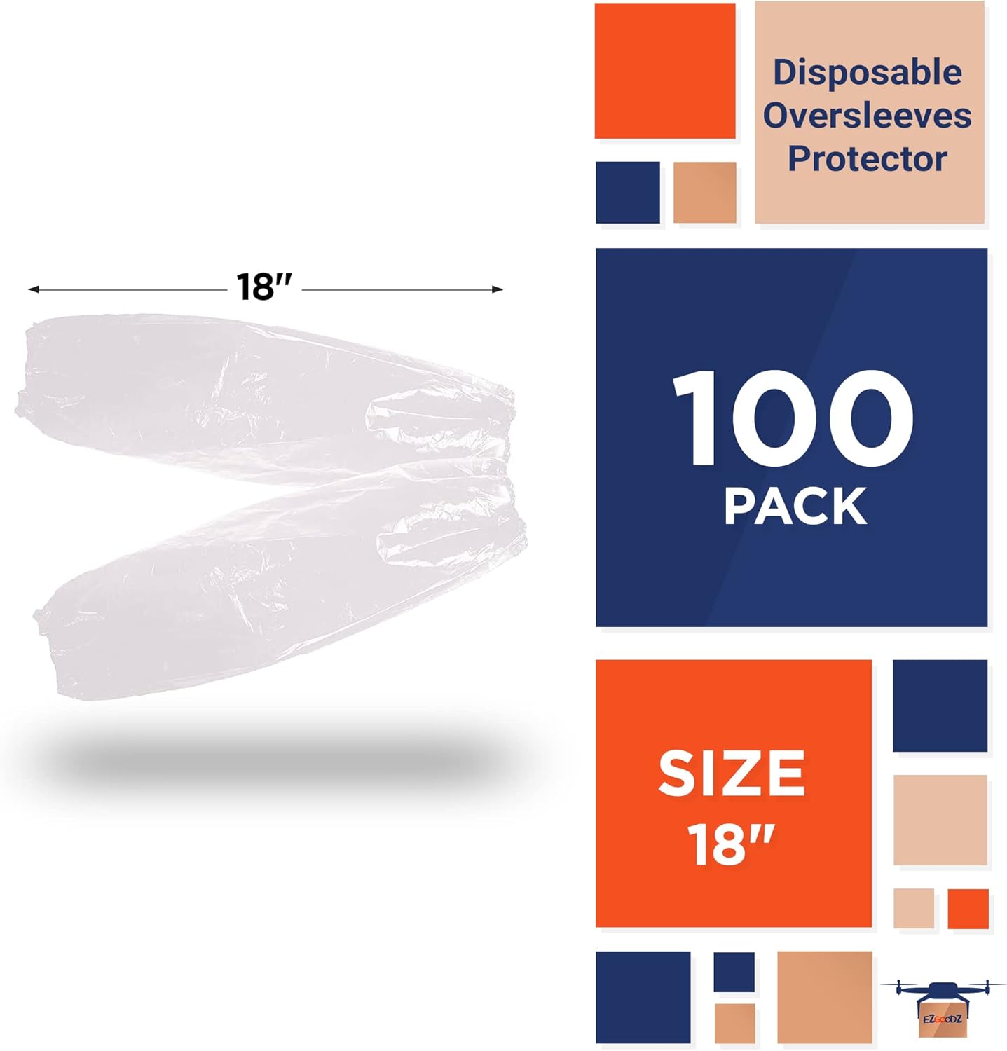 AMAZING – Fundas protectoras desechables blancas de 18 pulgadas, paquete de 100 fundas protectoras de polietileno de polietileno de 1 mil de grosor