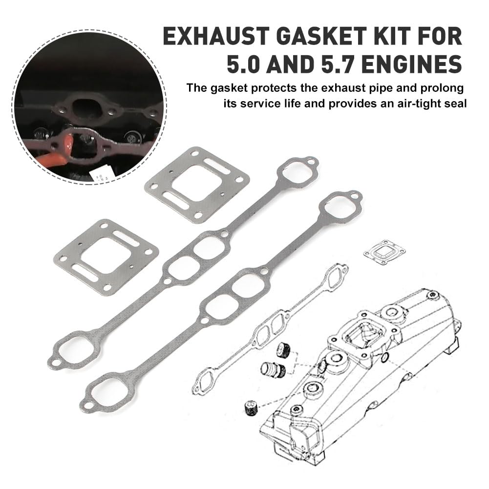 Kit de colector de juntas de escape Zhisheng para Mercruiser 5.0 mpi 5.7 350 Mag Riser Block v8 Kit de codo para motores Mercruiser 5.0 y 5.7 desde