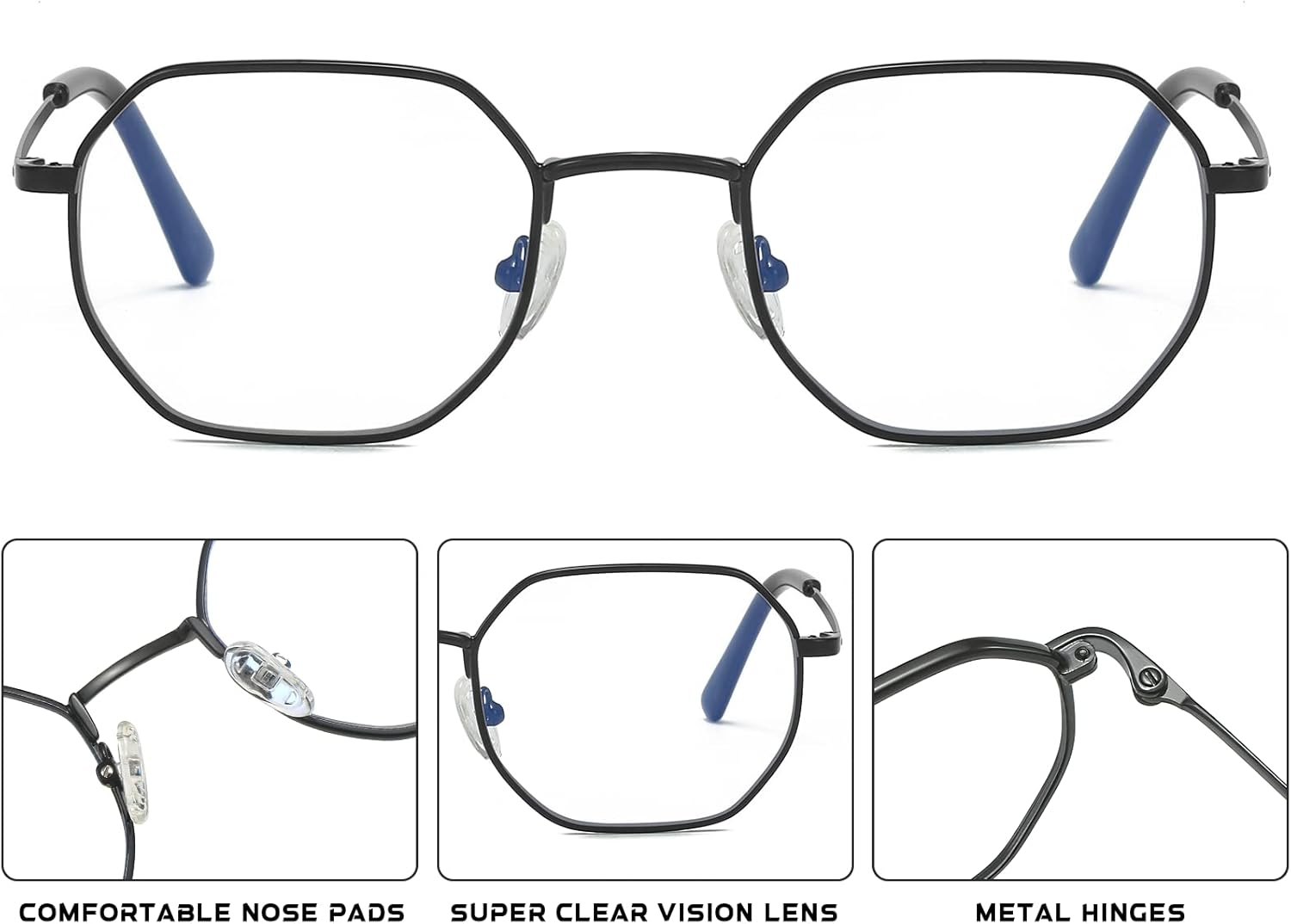 Lentes de bloqueo de luz azul para mujeres y hombres, lentes de computadora con marco de metal ultraligeros, antifatiga ocular y deslumbramiento UV,