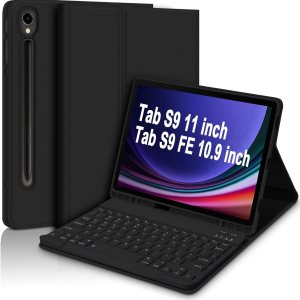 GOKOCO Samsung Galaxy Tab S9 FE 10.9″S9 11″ Funda de teclado desmontable magnética con soporte para S Pen para SM-X710X716BX718USM-X510SM-X516-Negro GOKOCO Samsung Galaxy Tab S9 FE 10.9″S9 11″ Funda de teclado desmontable magnética con soporte para S Pen para SM-X710X716BX718USM-X510SM-X516-Negro