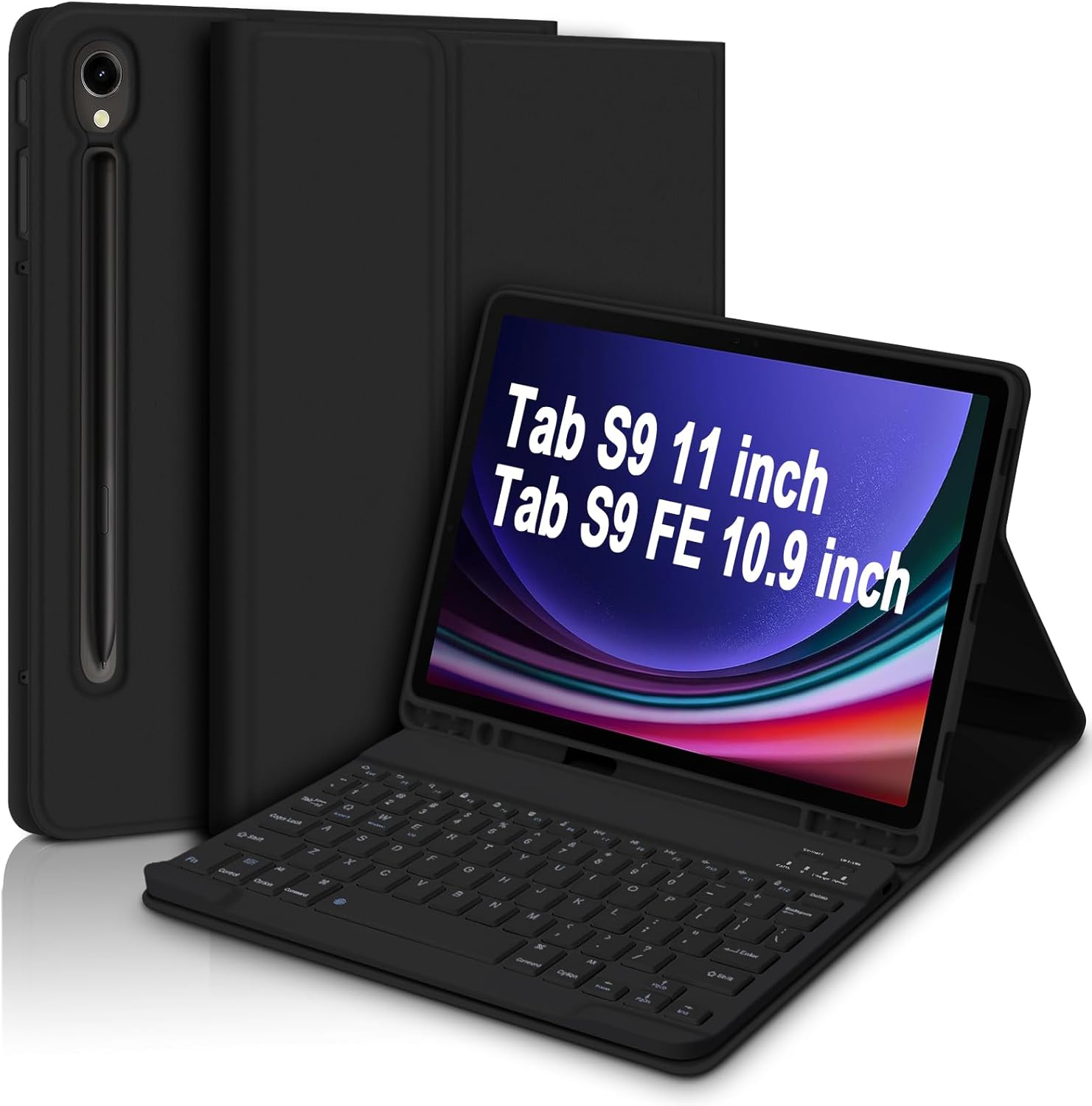 GOKOCO Samsung Galaxy Tab S9 FE 10.9″S9 11″ Funda de teclado desmontable magnética con soporte para S Pen para SM-X710X716BX718USM-X510SM-X516-Negro