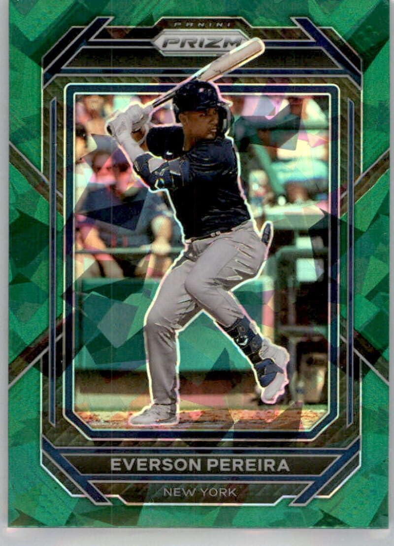 2023 Panini Prizm Green Ice PRIZMS #136 Everson Pereira New York Yankees Baseball Card in Raw (NM or Better) Condition