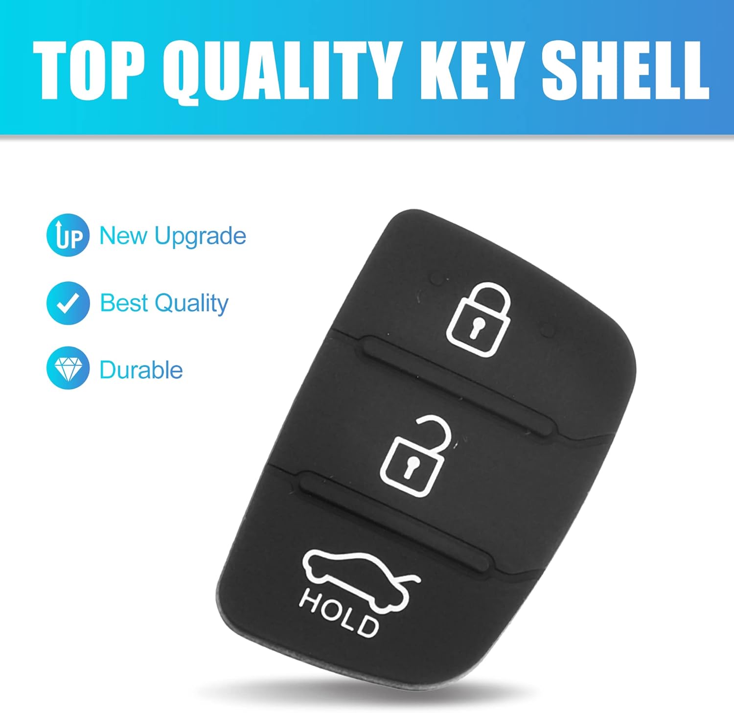 X AUTOHAUX Funda de goma para mando a distancia de automóvil de 3 botones para Hyundai