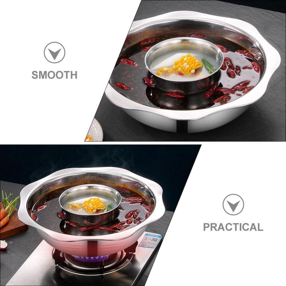 Olla caliente de acero inoxidable Shabu Pot Olla caliente con divisor 30CM Espesar olla de cocina para estufa de inducción Estufa de gas Una olla